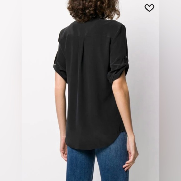 NWOT Equipment Floral Silk Short Sleeve Blouse, size Large - Picture 5 of 14